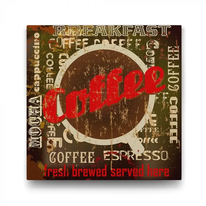 Coffee Espresso Temalı Dekoratif Tablo, 80x80 cm