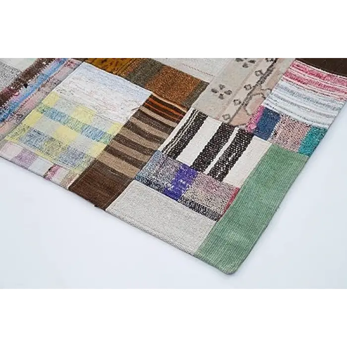 Çok Renkli El Dokuma Patchwork Salon Kilimi Bohem Stil