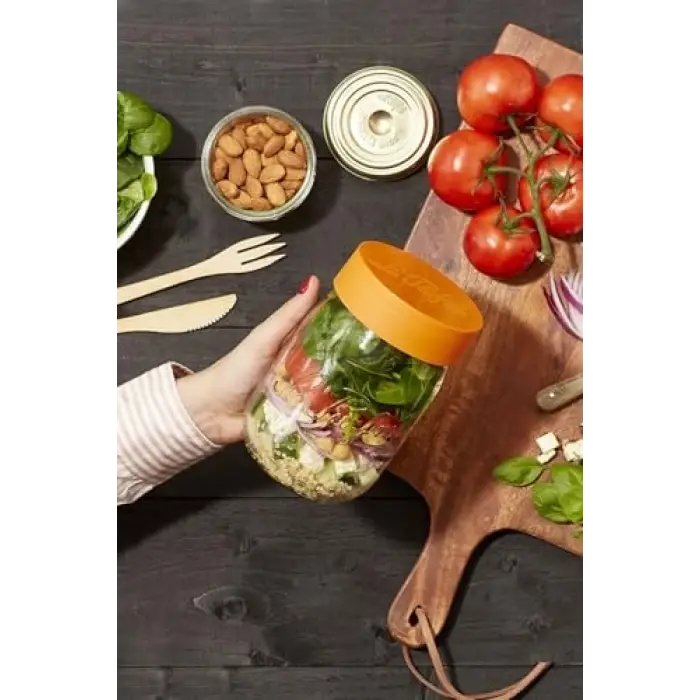 Color Vis Turuncu Kapaklı Cam Kavanoz 1L