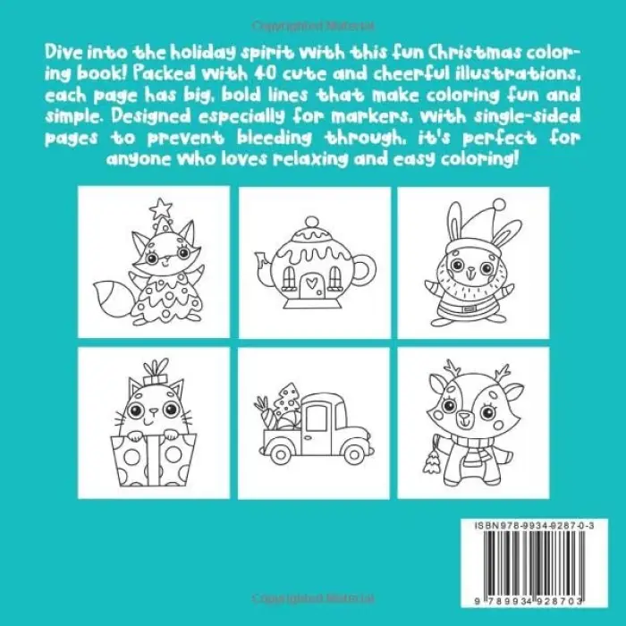 Coloring Book Cute Christmas Bold Easy