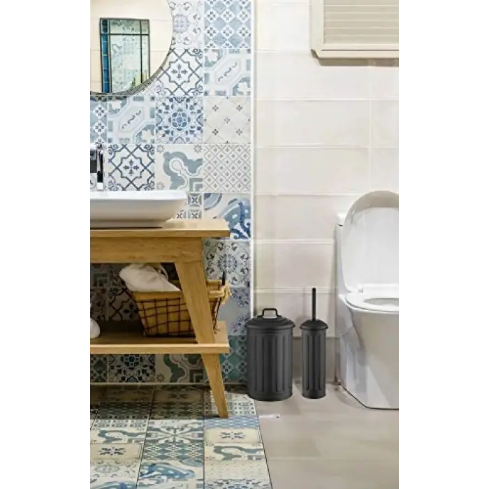 Çöp Kovası & Tuvalet Fırçası Seti Siyah