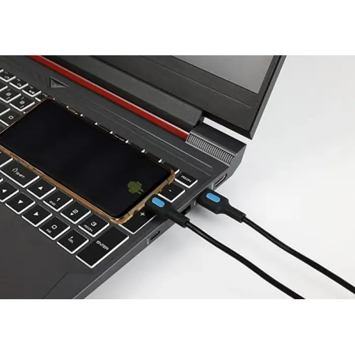 Coral Micro USB Hızlı Şarj Kablosu (Siyah + Mavi/Siyah Uç) (150 CM)
