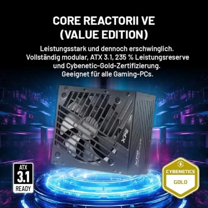 Core Reactor II ve 850G-Bkceu 850W 80+ Gold 120 mm Gaming Full Modüler Power Supply (COREREACTORIIVE850G-Bkceu)