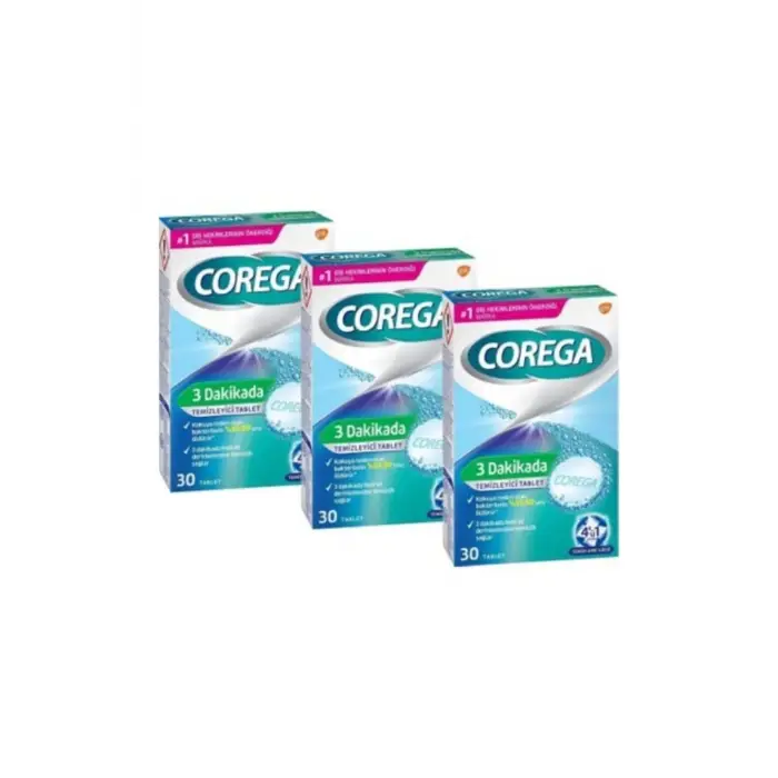 Corega 3 Dakikada Diş Protezi Temizleyici 30 Tablet X 3 adet