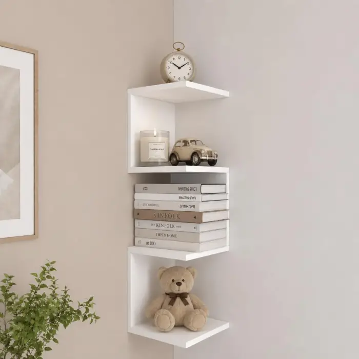 Corner Köşe Duvar Rafı Kitaplık
