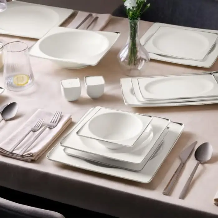 Crystal İxir Yemek Takımı, Platin, 56 Parça, 12 Kişilik