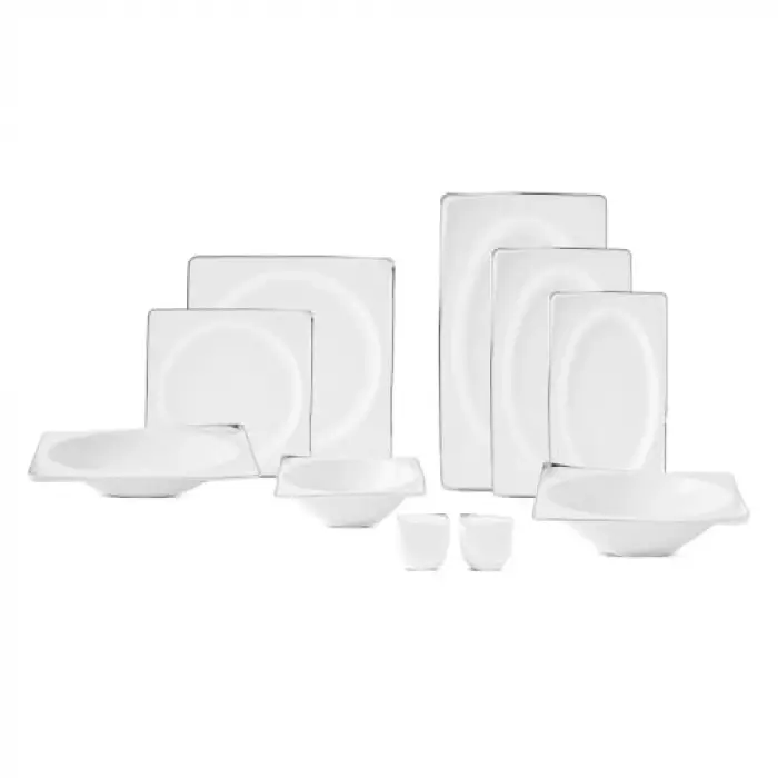 Crystal İxir Yemek Takımı, Platin, 56 Parça, 12 Kişilik