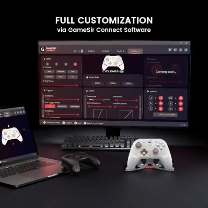Cyclone 2 Wireless PC Controller, 1000Hz; Tmr Joysticks | Hall Effect & Micro 2si 1 arada Tetikleyiciler, PC/Android/Switch/Switch 2 için Şarj Dock ile PC Oyun Denetleyicisi
