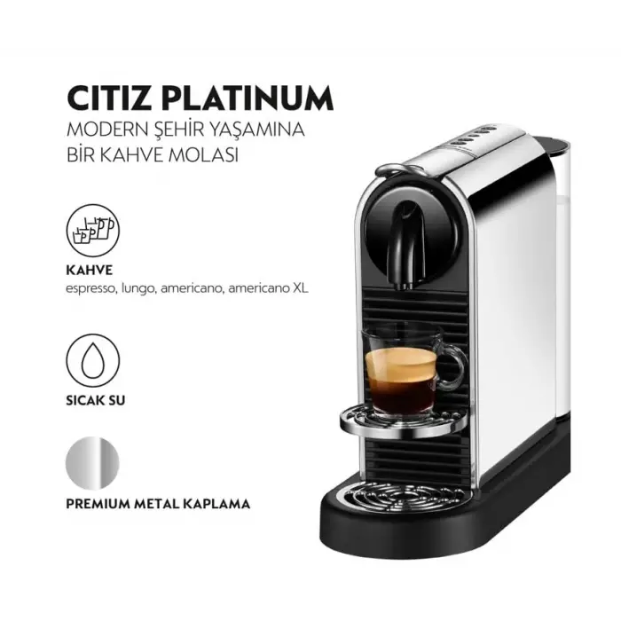D 140 Citiz Platinum, Paslanmaz Çelik Kahve Makinesi