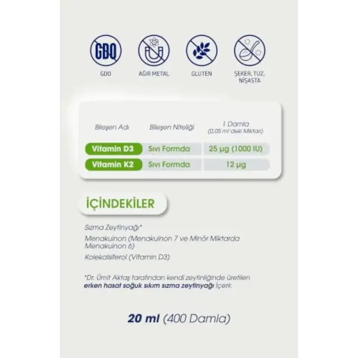 D3 K2 Vitamin Damlası - 400 Damla