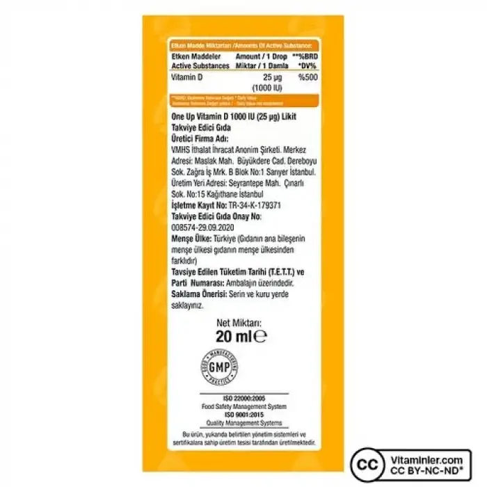 D3 Vitamini 1000 IU 20 mL Damla