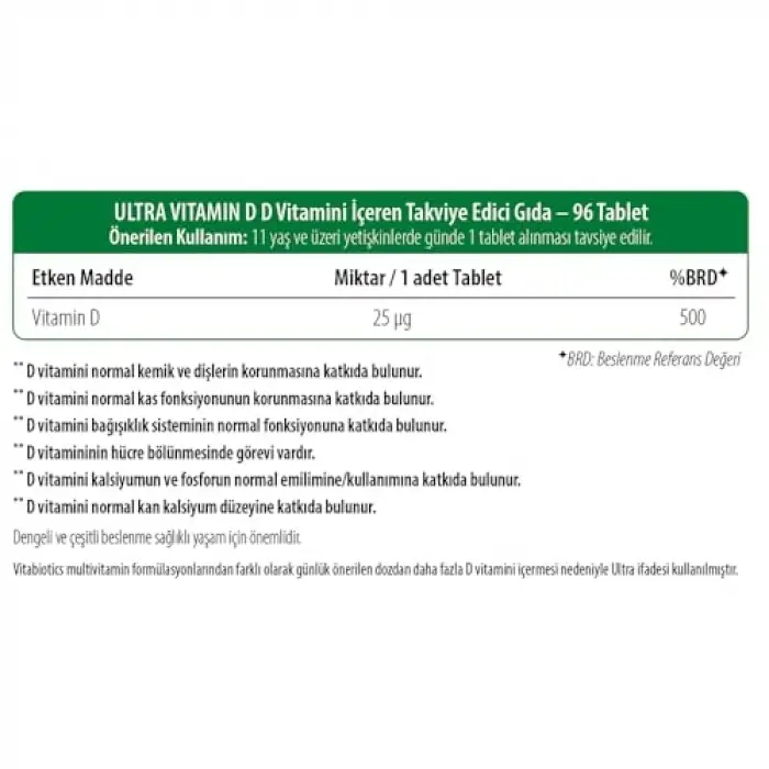 D3 vitamini, 96 tablet