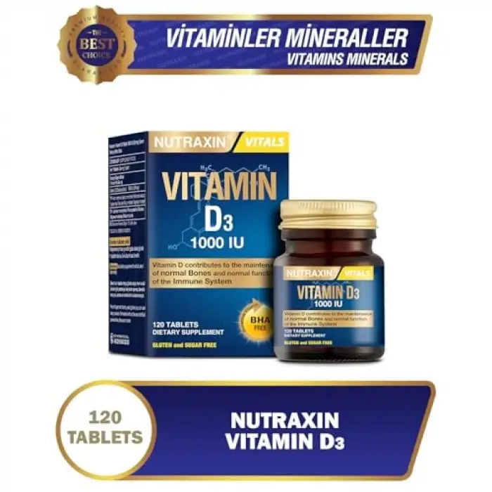 D3K2 120 Tablet - 1000 Iu D3 Vitamini, 25 Mcg K2 Vitamini (2 paketi)