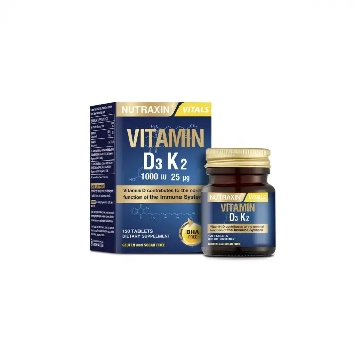 D3K2 120 Tablet - 1000 Iu D3 Vitamini, 25 Mcg K2 Vitamini