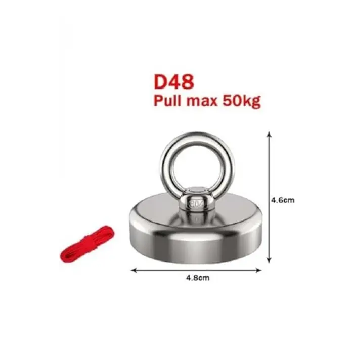 D48 pot neodyum mıknatıs seti, 20Mt halatlı