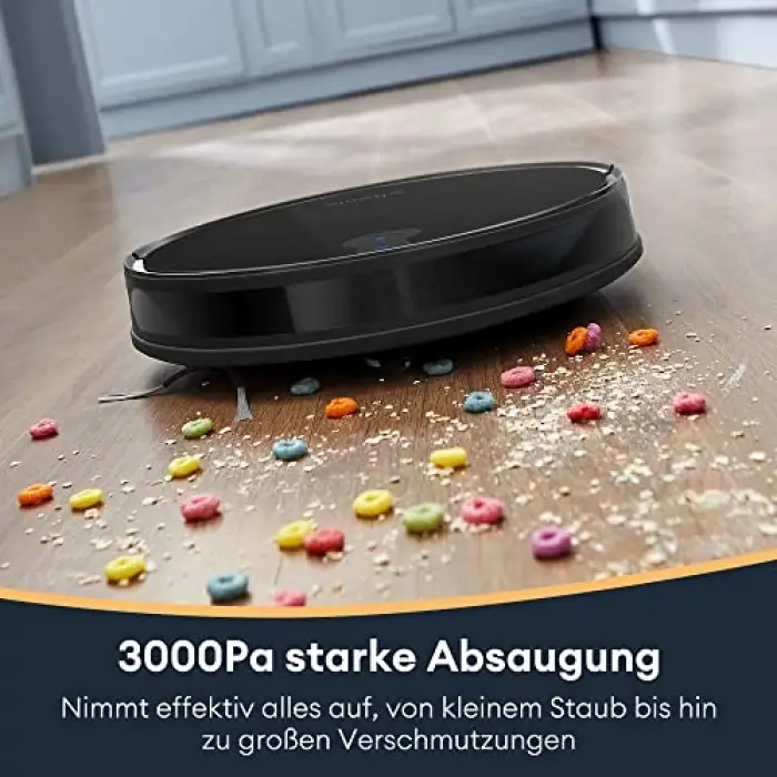 D6s Robot Vacuum Cleaner, Vibration Mopping, 3000Pa Strong Suction, Super Slim, APP Control, Ideal for Pet Hair, Hard Floors and Carpets
