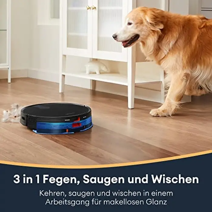 D6s Robot Vacuum Cleaner, Vibration Mopping, 3000Pa Strong Suction, Super Slim, APP Control, Ideal for Pet Hair, Hard Floors and Carpets