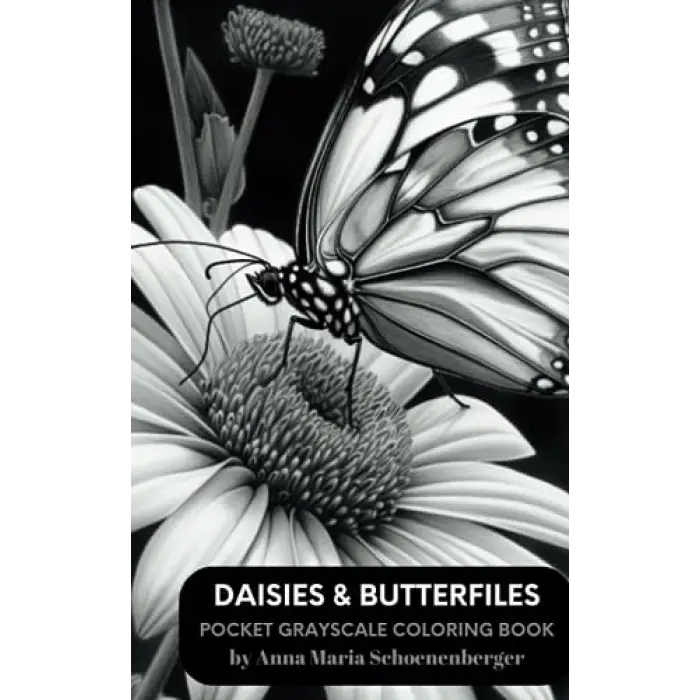 Daısıes & Butterfıles, Book, Pocket Grayscale Coloring
