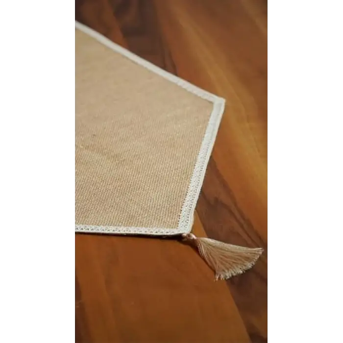 Dantel Kenarlı Jüt Runner 40x150