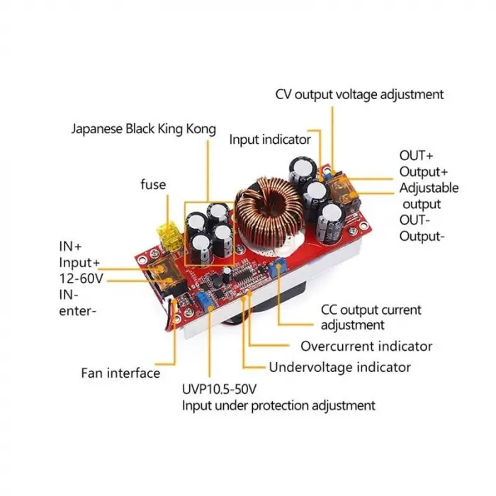 DC-DC 1800W 40A Voltaj Yükseltici Boost Modül