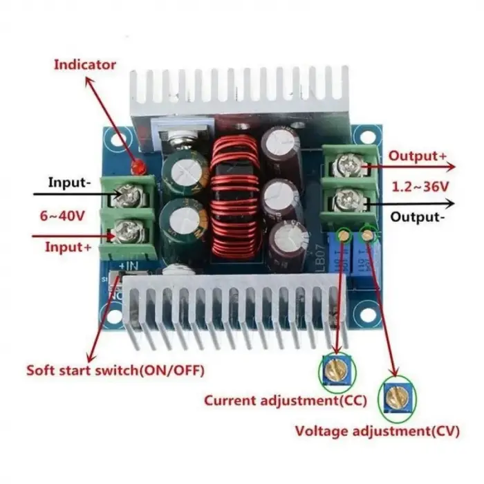DC-DC 300W 20A Ayarlanabilir Voltaj Düşürücü Modül