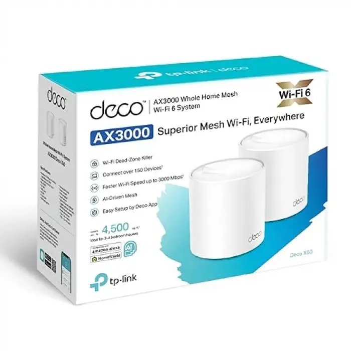 Deco X50(2-pack), AX3000 Tüm Ev Mesh WiFi 6 Sistemi