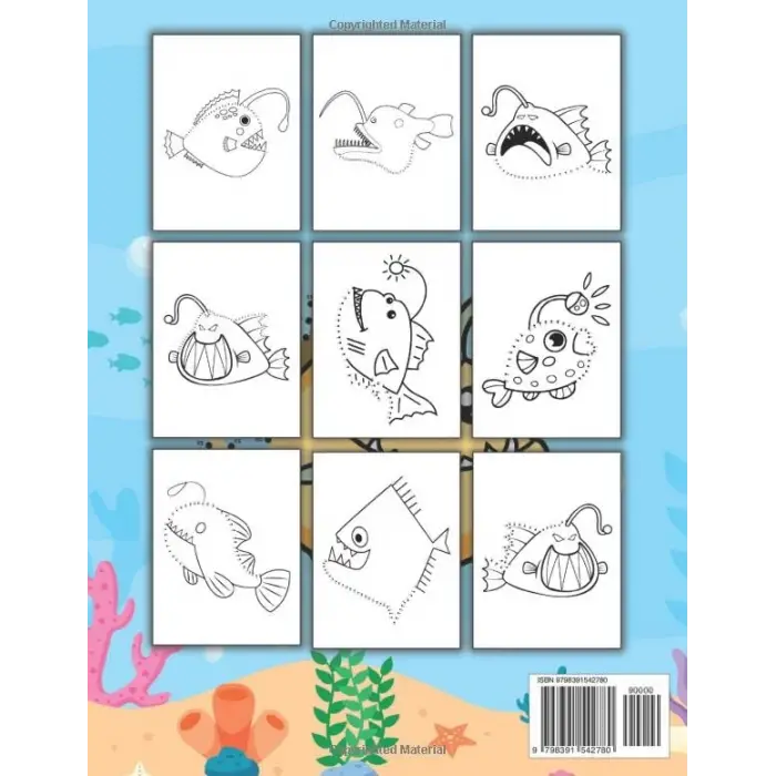 Deep Sea Fish Dot To Dot For Kids: Fun And Challenging Deep Sea Fish Connect The Dot Puzzles With Colorable Pages For Kids