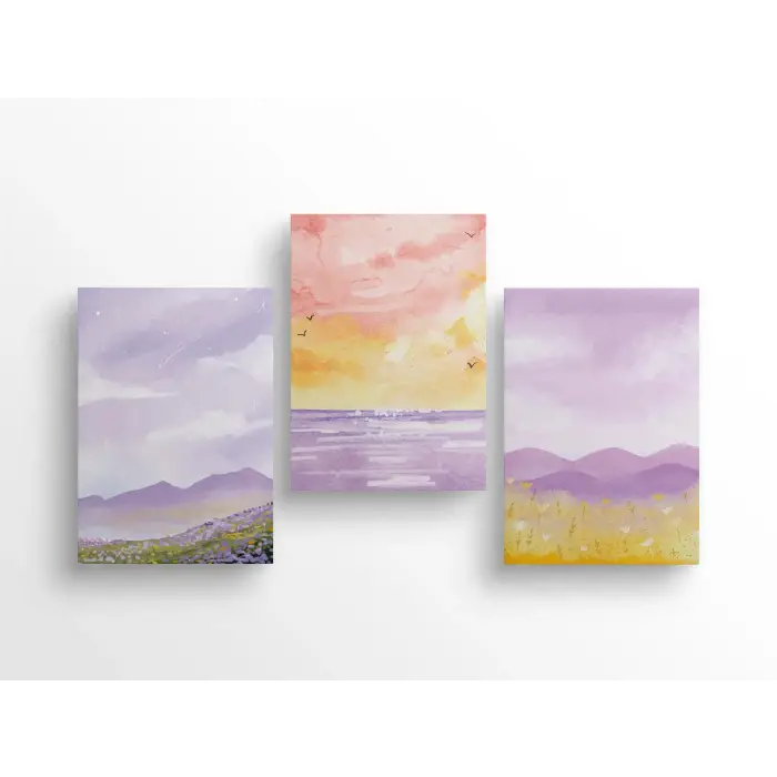 Defter, Lila - 3lü Seti, 14x21 cm, A5, Çizgili