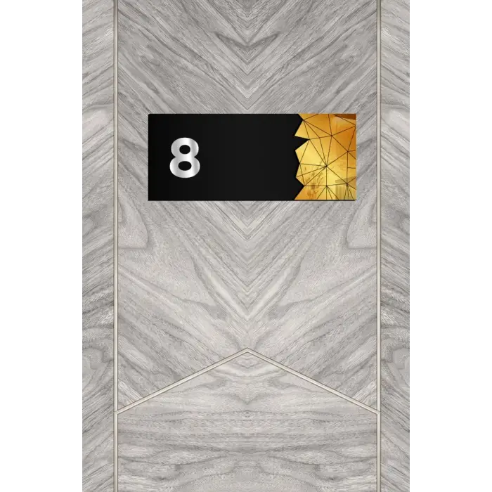 Dekoratif Aynalı Kapı Numarası Pleksi No: 8 Gold