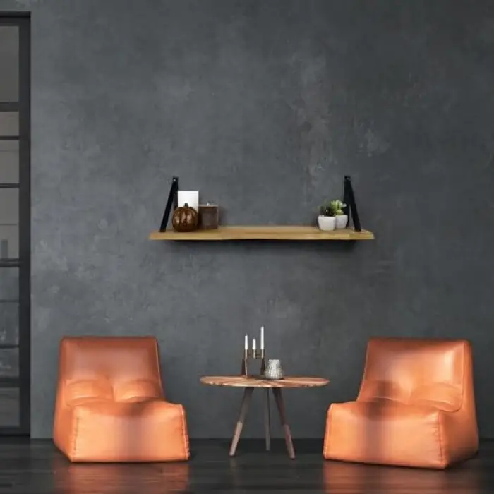Dekoratif Duvar Rafı, Masif Kayın, Modern Tasarım, 80 cm