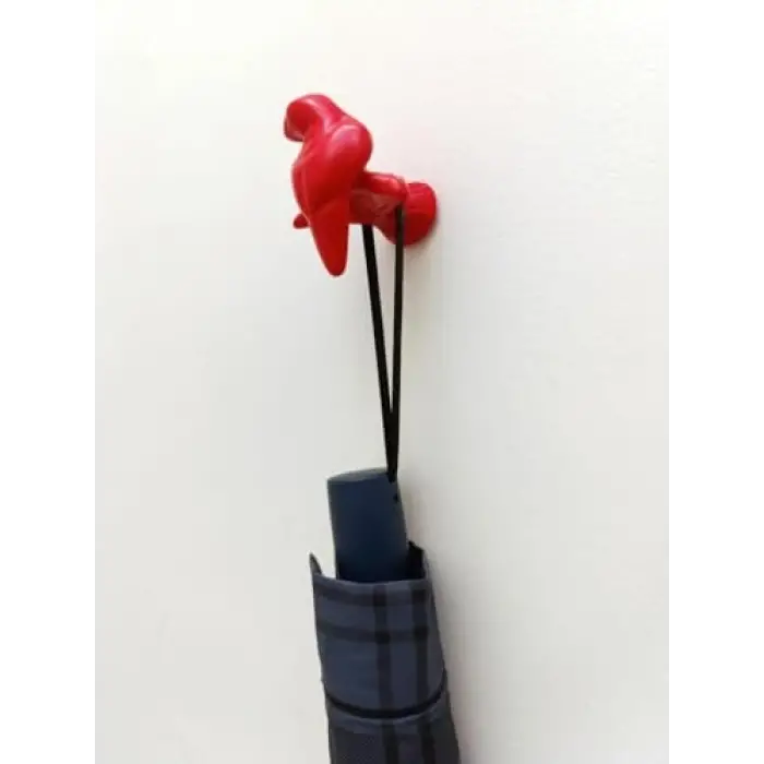 Dekoratif Tekli Kuş Modern Askılık Duvar Dekoru Askılık Kırmızı