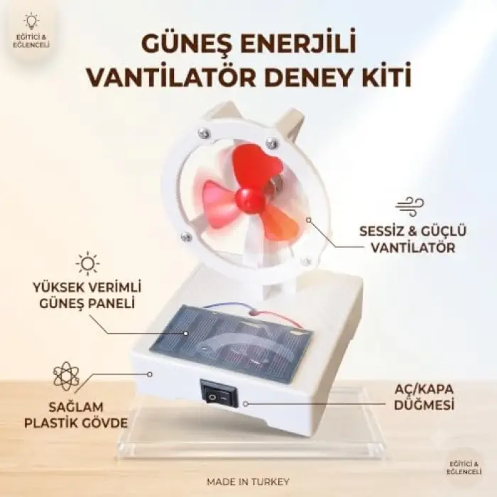 Deney Seti Güneş Paneli ile Çalışan Vantilatör Deney Seti - Plastik