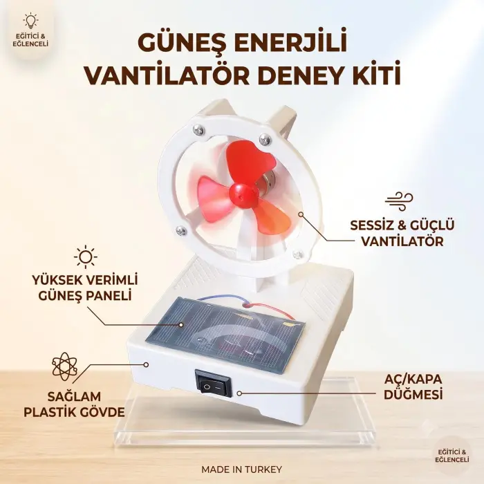 Deney Seti Güneş Paneli ile Çalışan Vantilatör Deney Seti - Plastik