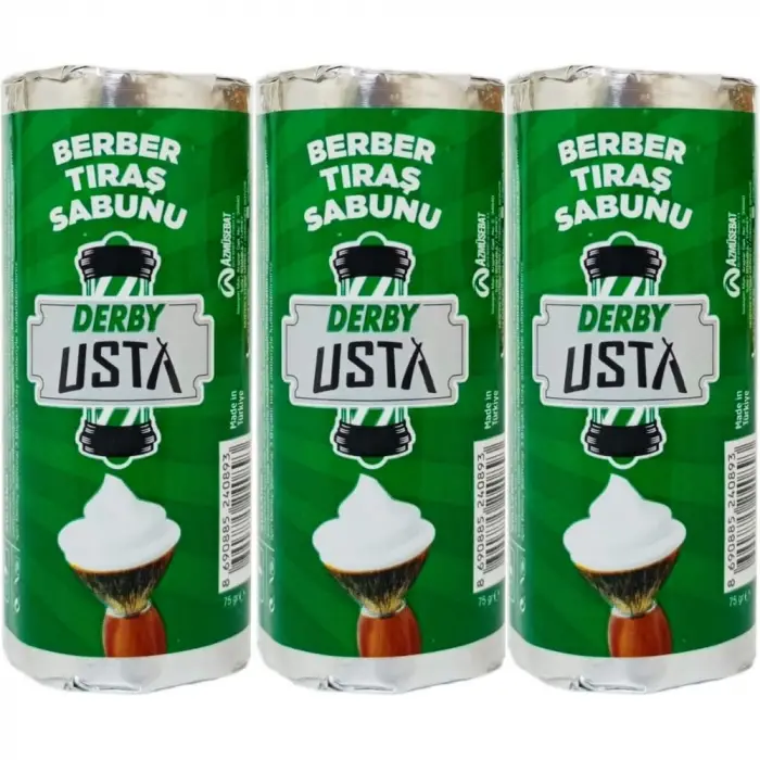 Derby Usta Berber Tıraş Sabunu, 3 Adet, 75g