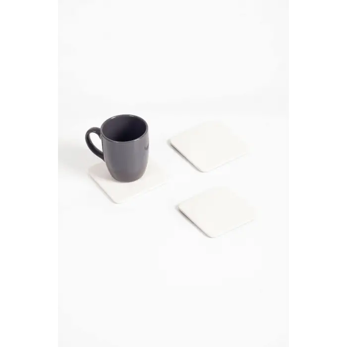 Deri Bardak Altlığı Beyaz 3 Adet