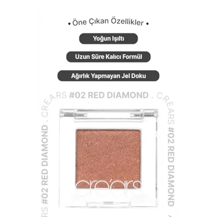 Diamond Glow Eyeshadow 02 Red Diamond, ışıltılı jel yapılı tekli far