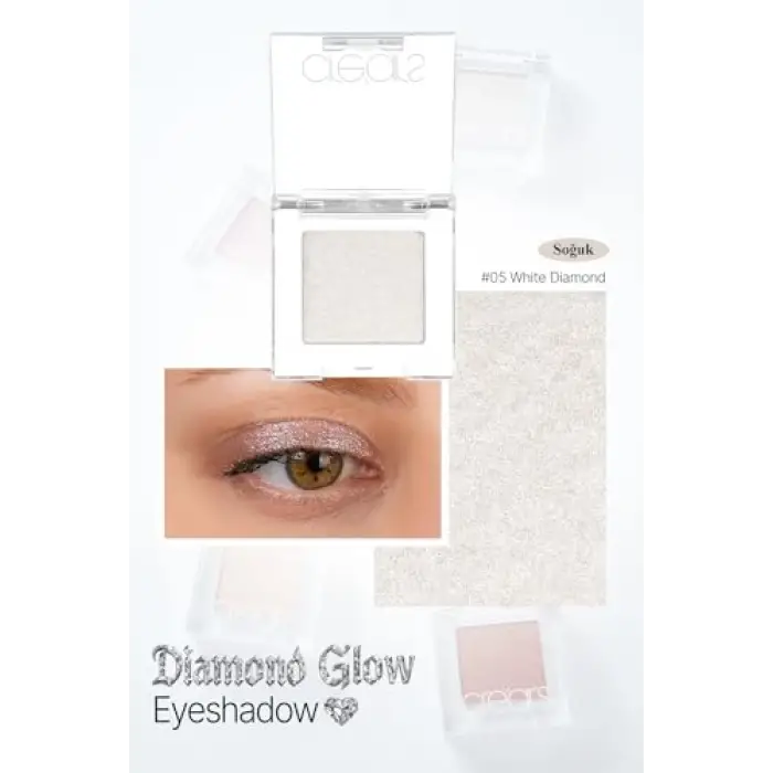 Diamond Glow Eyeshadow 05 White Diamond, yoğun ışıltılı jel yapılı tekli far