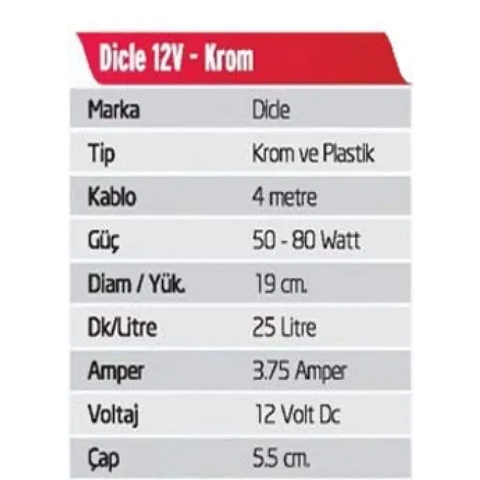Dicle Krom 12V Dalgıç Mazot Pompası
