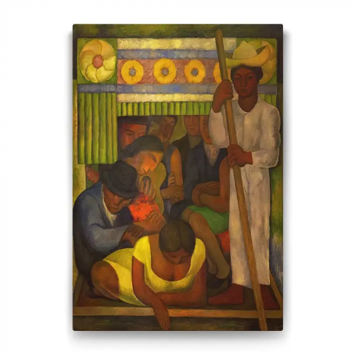 Diego Rivera - The Flowered Canoe Tablosu - 80x125cm