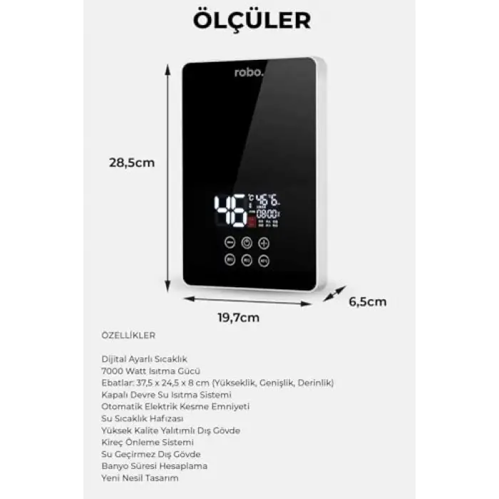 Dijital Akıllı Şofben, Duş Başlığı Hediyeli
