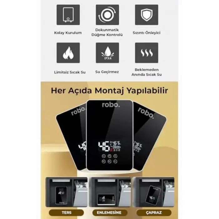 Dijital Akıllı Şofben, Duş Başlığı Hediyeli