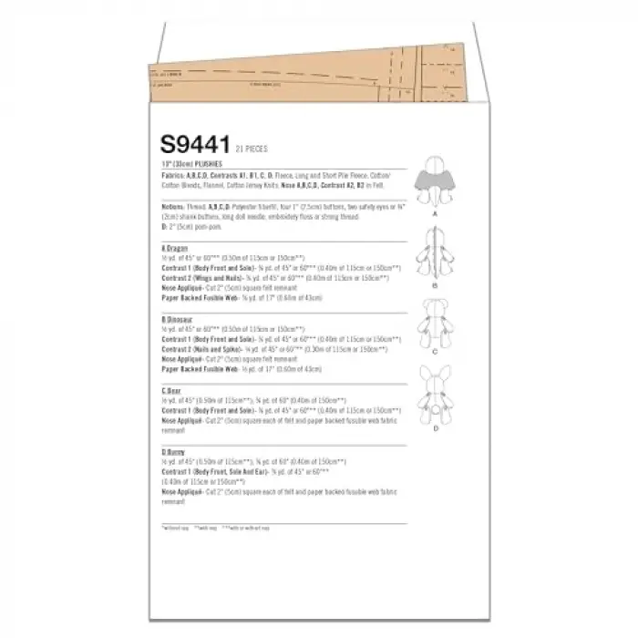 Dikiş Deseni S9441 33 cm Peluş