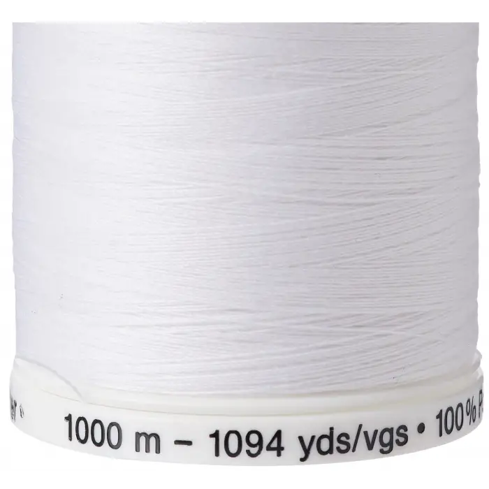 dikiş iplikleri, polyester, 1000 m, beyaz