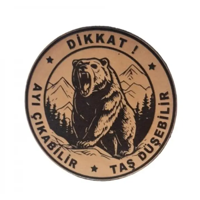 Dikkat Ayı Çıkabilir Taş Düşebilir deri arma patch