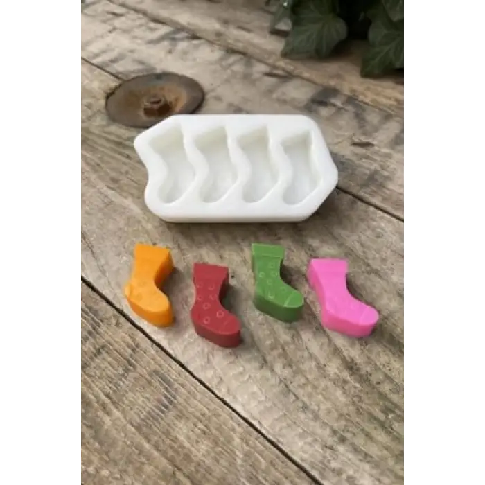 Dilek Çorabı Mini Dörtlü Mum Kalıbı (Silikon)