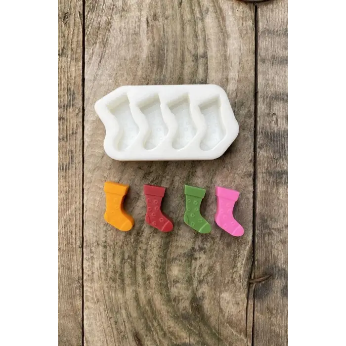 Dilek Çorabı Mini Dörtlü Mum Kalıbı (Silikon)