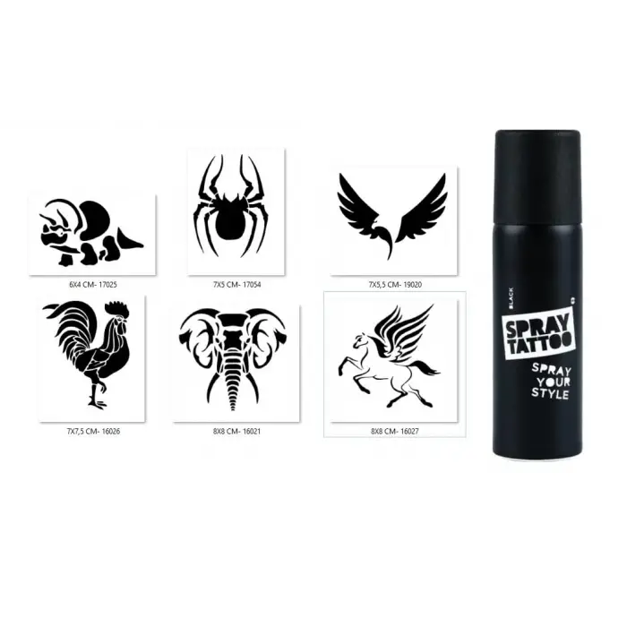 Dinazor Horoz Spray Tattoo Geçici Sprey Dövme Seti