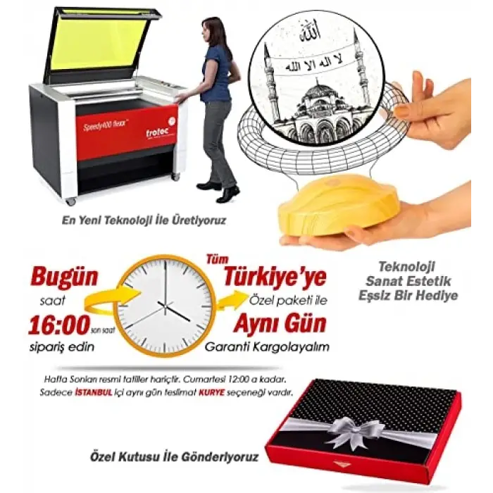 Dini Hediye, Kişiye Özel Mahyalı Camii 3D Led Lamba