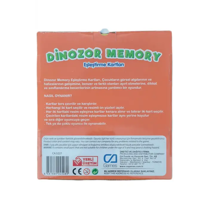 Dinozor Memory Eşleştirme Kartları