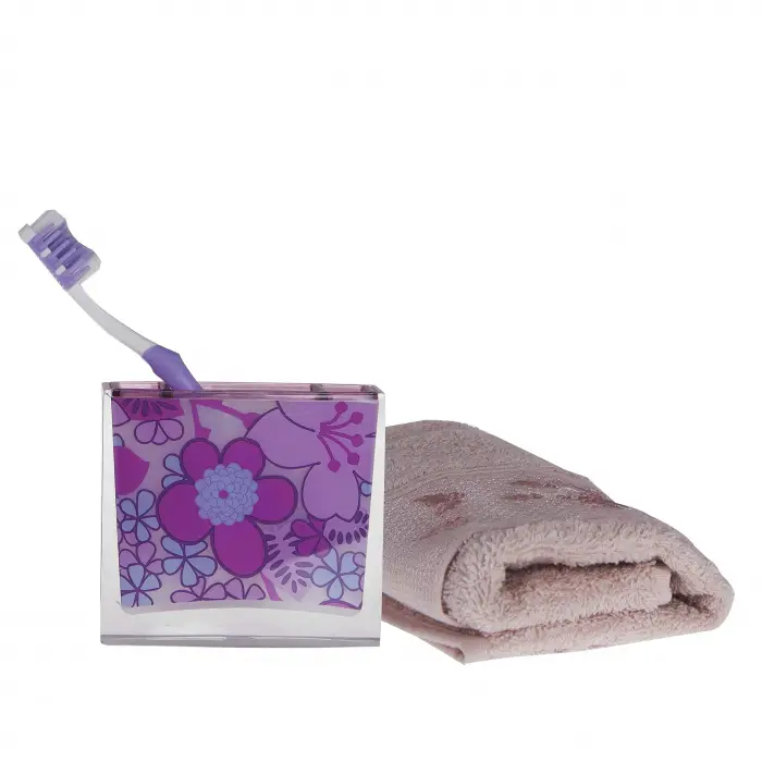Diş Fırçalık Pembe Çiçekli Akrilik Model